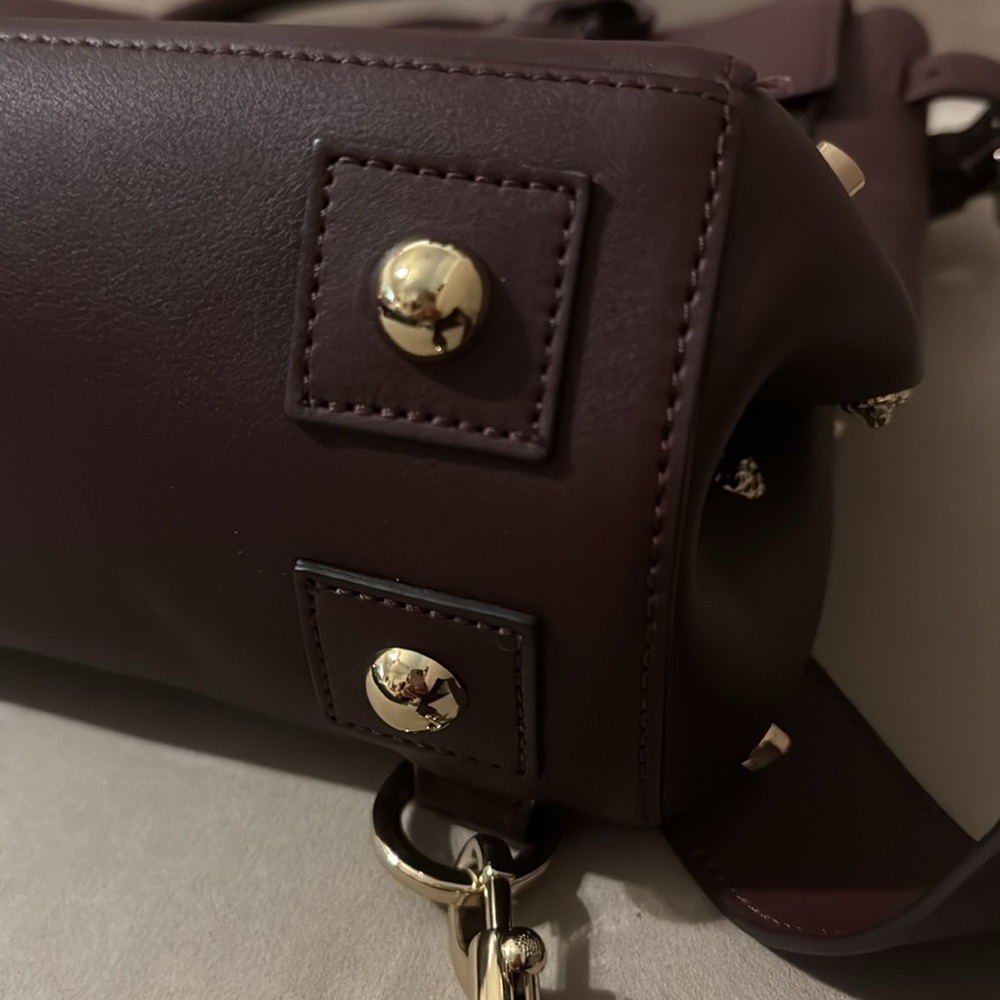 MULBERRY Calfskin Studded Medium Cara Delevingne Convertible Satchel in Oxblood - Picture 11 of 17